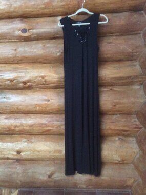 Karen Kane Black Corset-style Lace-up Stretch Jersey Neutral Maxi Dress Size XL